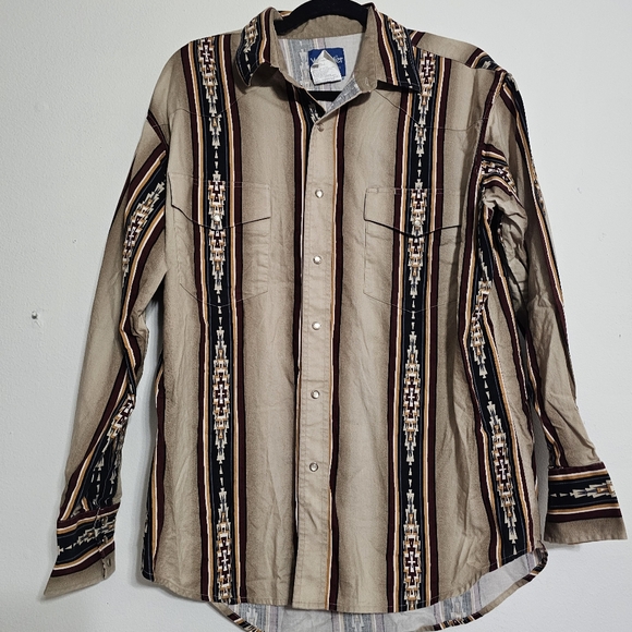 Wrangler | Shirts | Vintage Wrangler Pearl Snap Southwestern Aztec ...